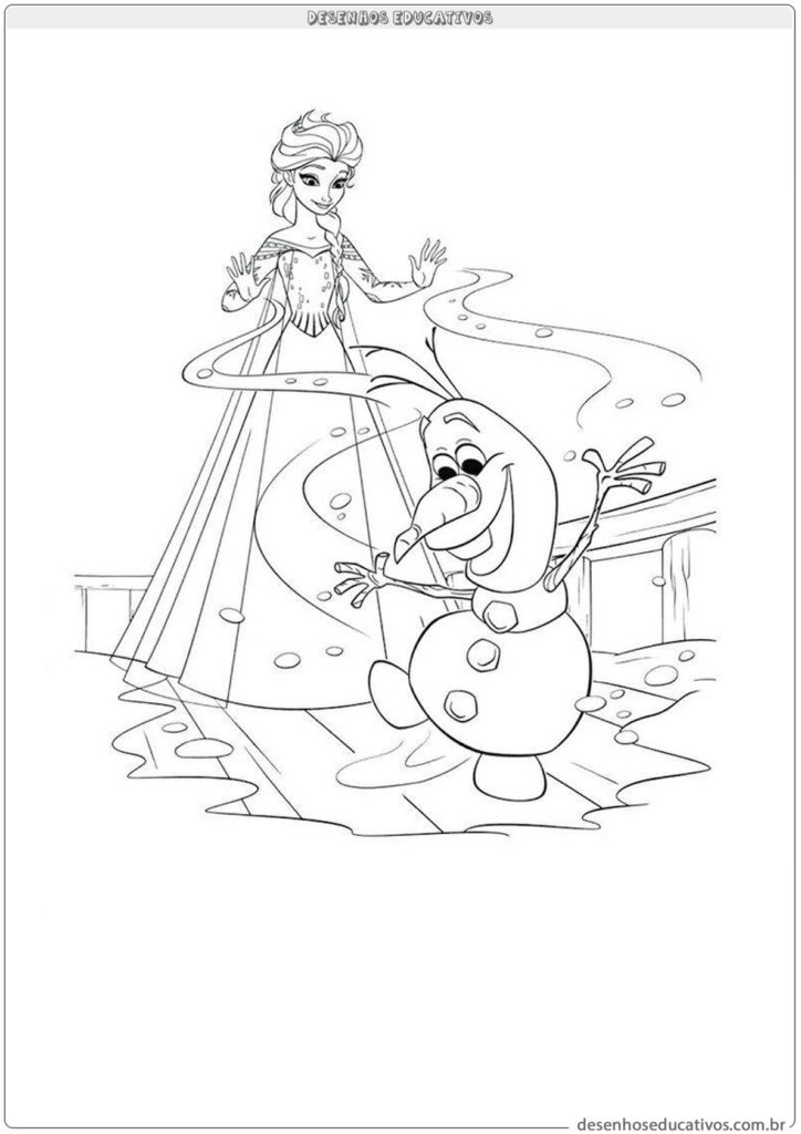 Desenhos educativos Elsa com Olaf