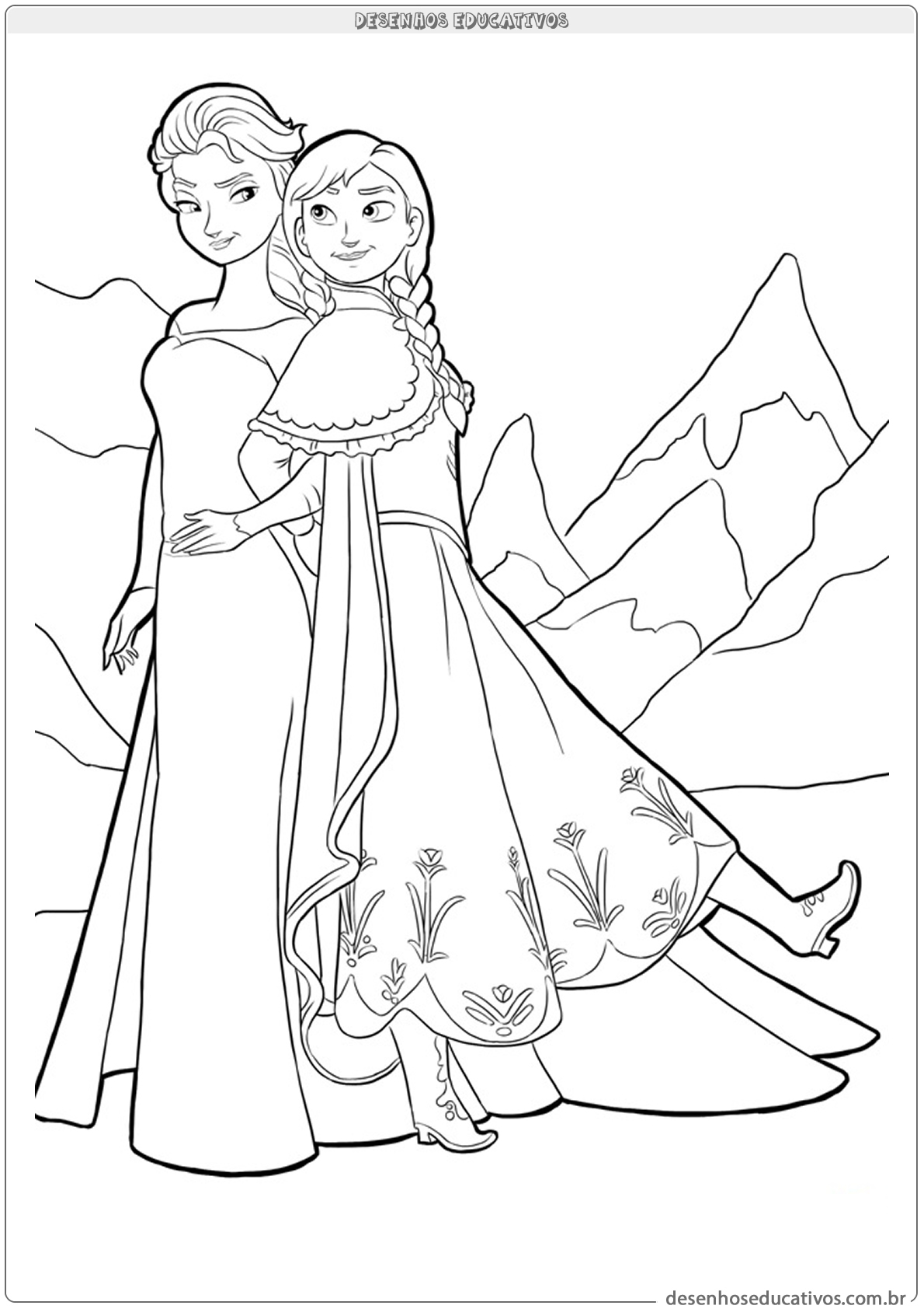 Frozen irmãzinhas para colorir - Imprimir Desenhos