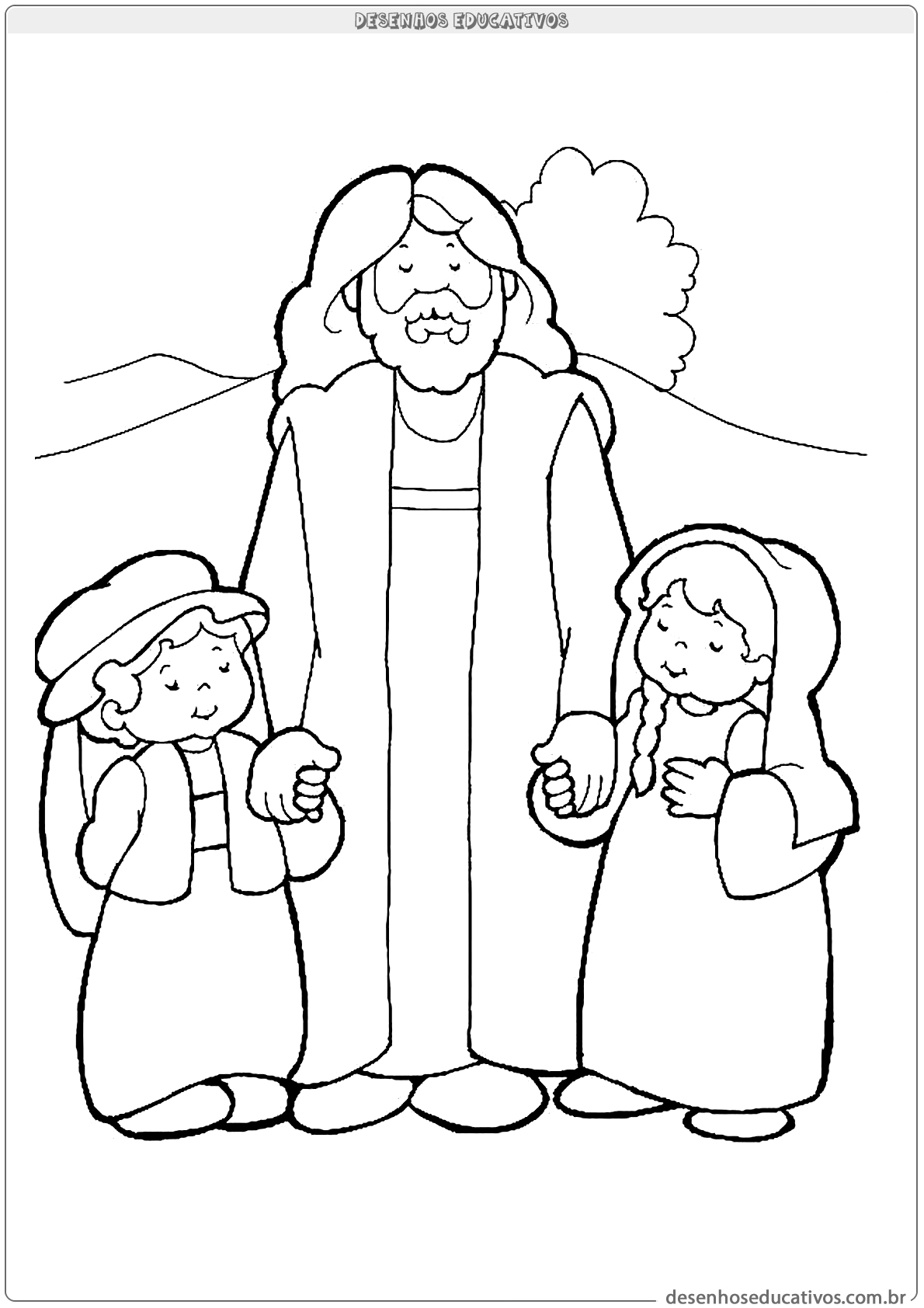 Jesus e as crianças - Desenhos Educativos