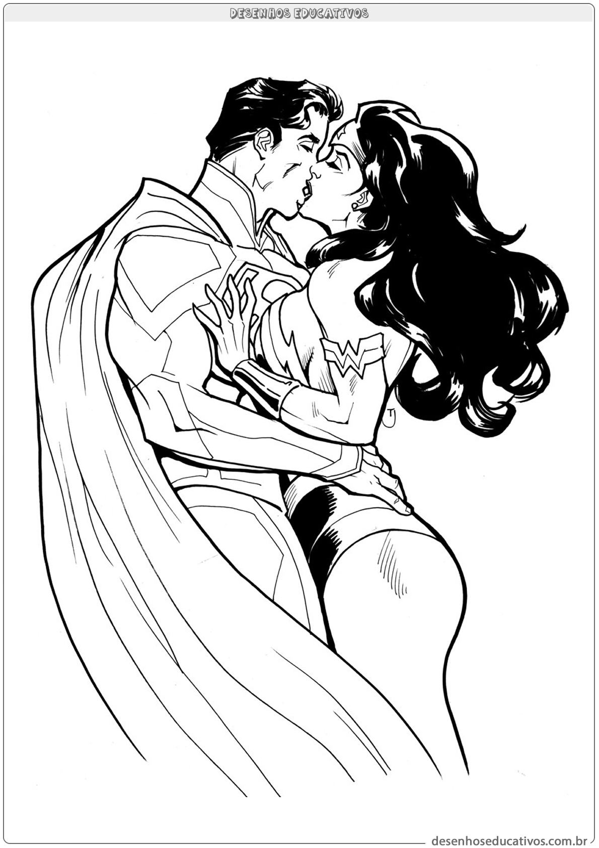 Superman beijando Mulher Maravilha
